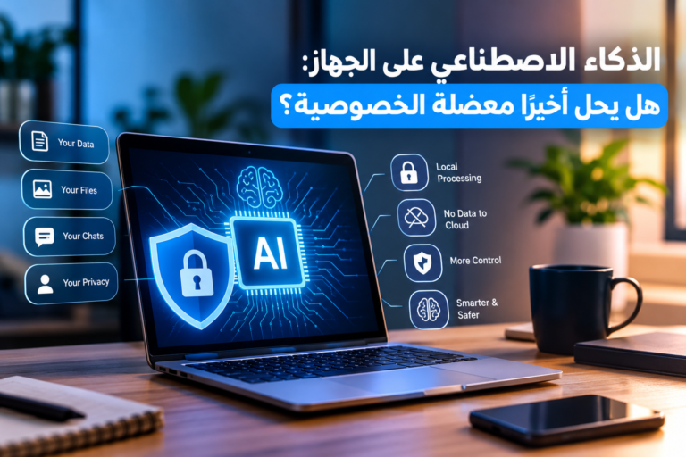 الذكاء الاصطناعي على الجهاز وحماية الخصوصية باستخدام المعالجة المحلية ودرع الأمان الرقمي.